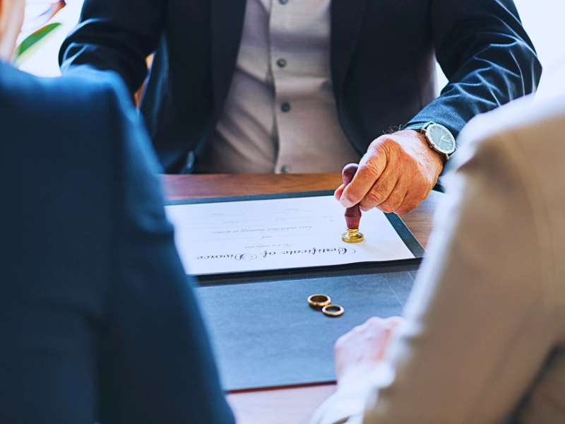 Breakup marriage couple with divorce certification. Dividing Retirement Accounts and Pensions